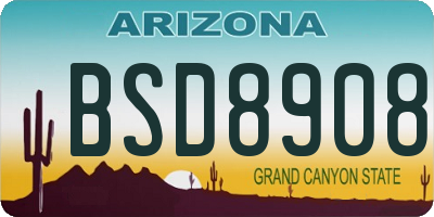 AZ license plate BSD8908