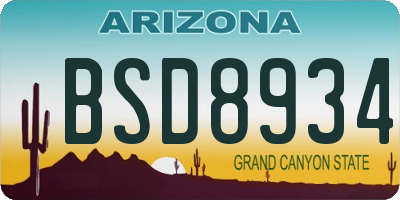 AZ license plate BSD8934