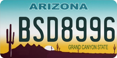 AZ license plate BSD8996