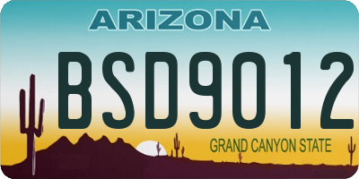 AZ license plate BSD9012