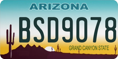 AZ license plate BSD9078