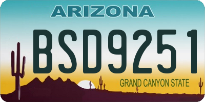 AZ license plate BSD9251