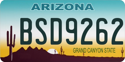 AZ license plate BSD9262
