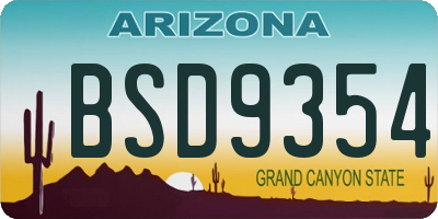 AZ license plate BSD9354