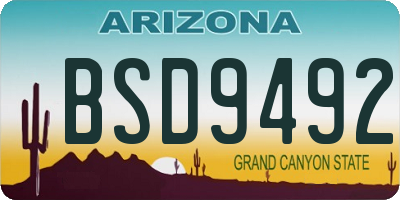 AZ license plate BSD9492