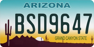 AZ license plate BSD9647