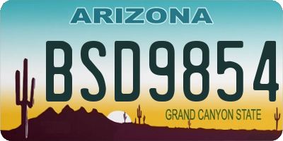 AZ license plate BSD9854