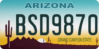 AZ license plate BSD9870