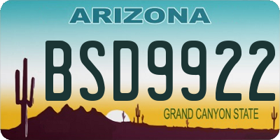 AZ license plate BSD9922