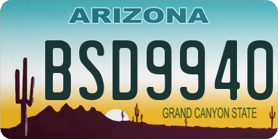 AZ license plate BSD9940