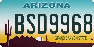 AZ license plate BSD9968