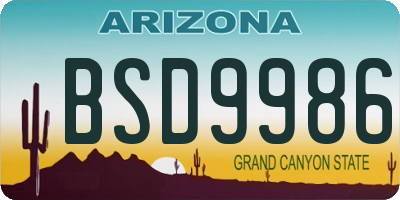 AZ license plate BSD9986