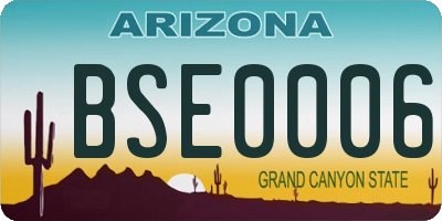 AZ license plate BSE0006