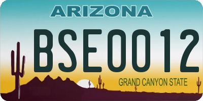 AZ license plate BSE0012