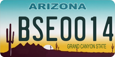 AZ license plate BSE0014