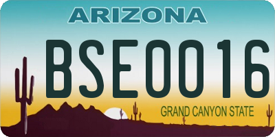 AZ license plate BSE0016