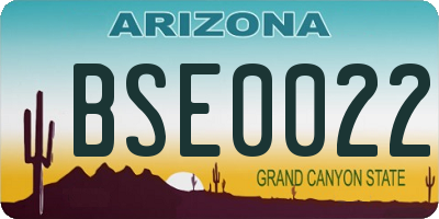 AZ license plate BSE0022