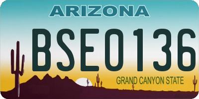 AZ license plate BSE0136