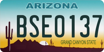 AZ license plate BSE0137