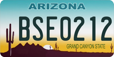 AZ license plate BSE0212