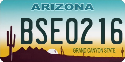 AZ license plate BSE0216