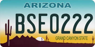 AZ license plate BSE0222