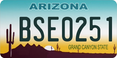 AZ license plate BSE0251