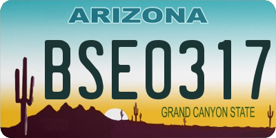 AZ license plate BSE0317