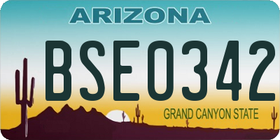 AZ license plate BSE0342
