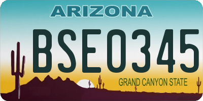 AZ license plate BSE0345