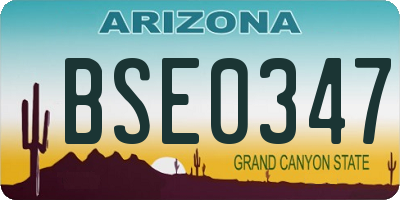 AZ license plate BSE0347