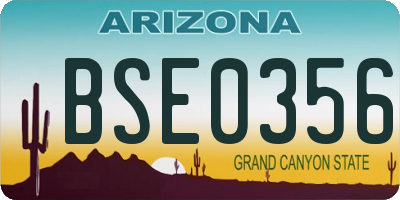 AZ license plate BSE0356
