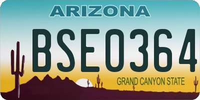 AZ license plate BSE0364