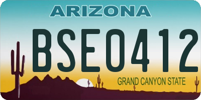 AZ license plate BSE0412