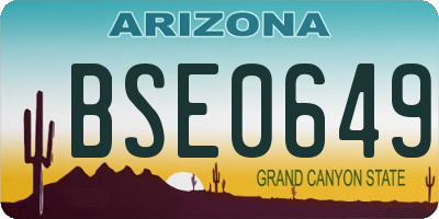AZ license plate BSE0649