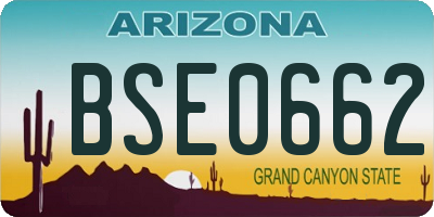 AZ license plate BSE0662