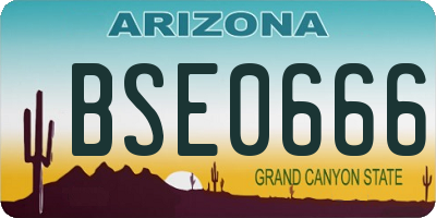 AZ license plate BSE0666