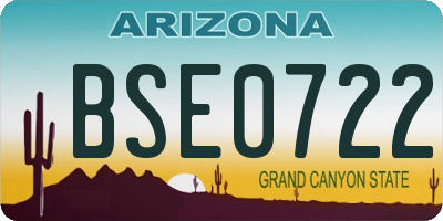 AZ license plate BSE0722