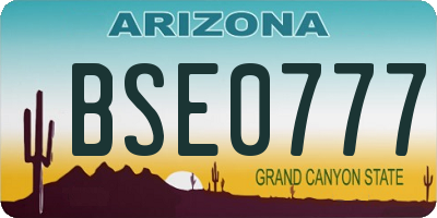 AZ license plate BSE0777