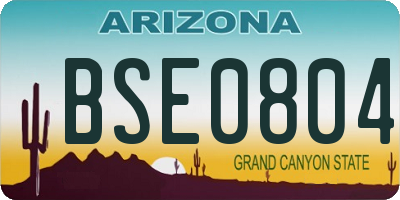 AZ license plate BSE0804