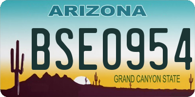 AZ license plate BSE0954