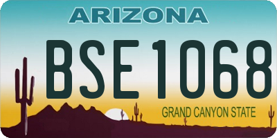 AZ license plate BSE1068