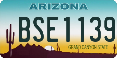 AZ license plate BSE1139