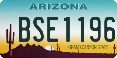 AZ license plate BSE1196
