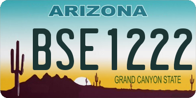 AZ license plate BSE1222