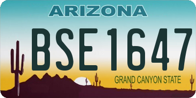 AZ license plate BSE1647