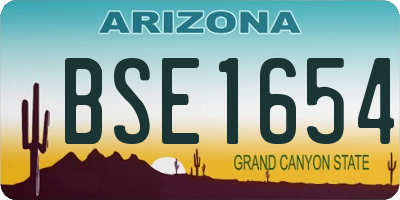 AZ license plate BSE1654