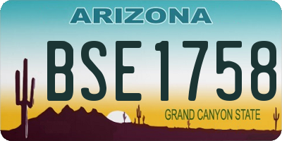 AZ license plate BSE1758