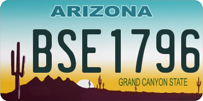 AZ license plate BSE1796