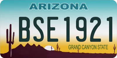AZ license plate BSE1921